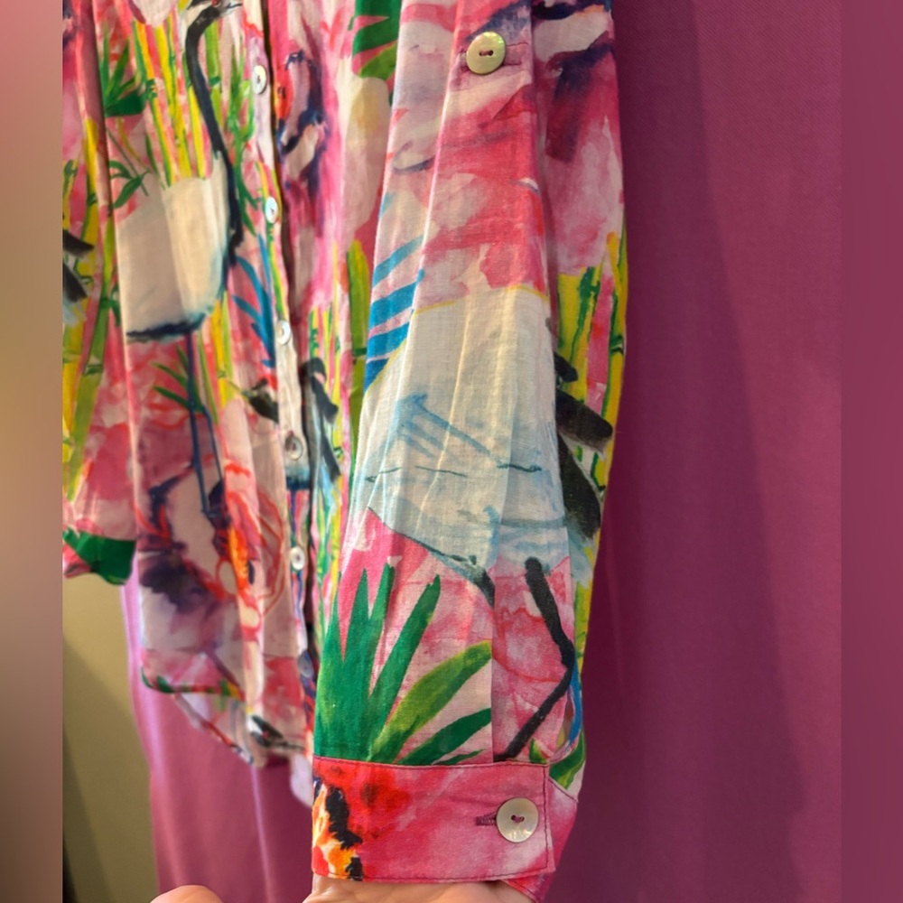 Soft Surroundings Multicolor Floral Button-Down Shirt Size S - Picture 3 of 8